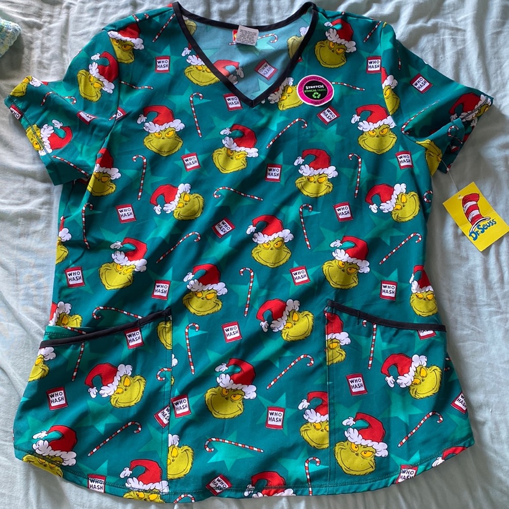 Grinch Scrub Top